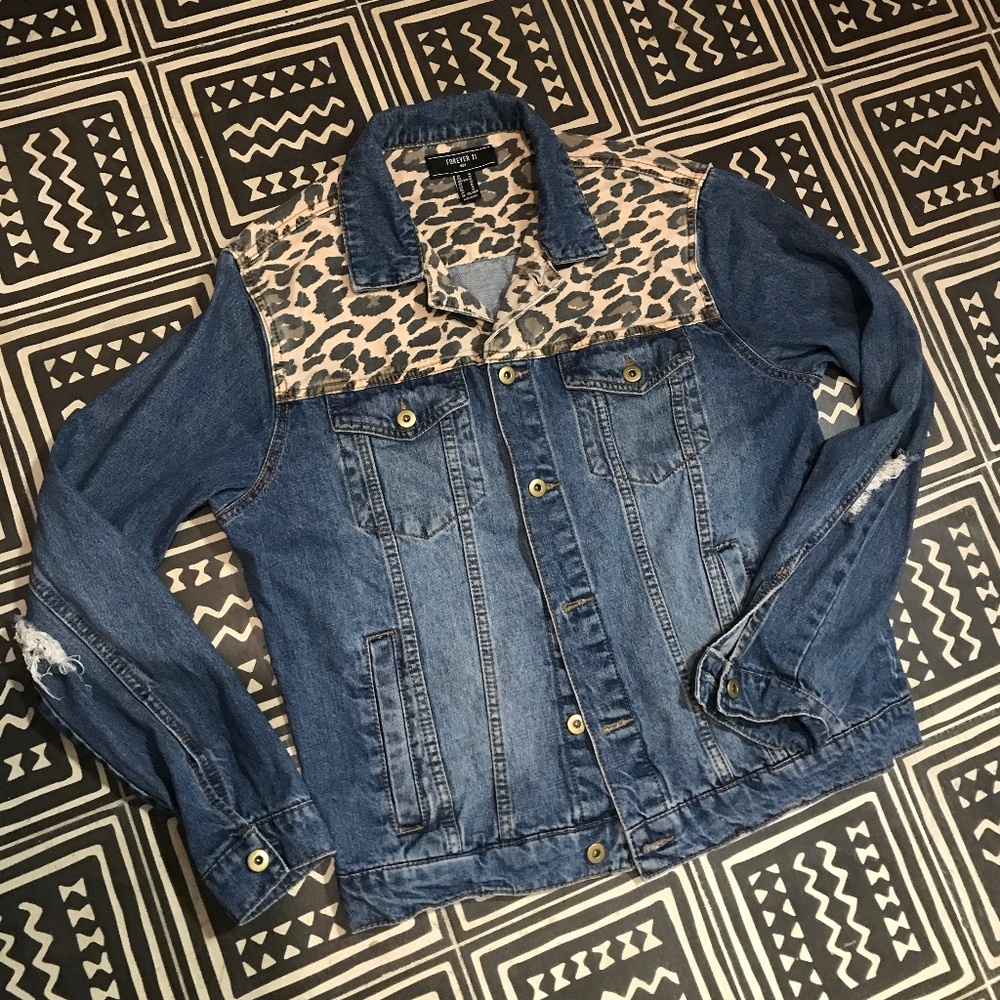 🦋Leopard Denim Jacket